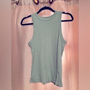 Light sage, green tank top with high neckline